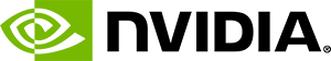 Green background with a stylized circular eye-like symbol and a small white dot. NVIDIA logo